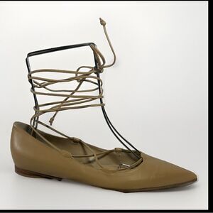 MICHAEL KORS COLLECTION Nude Laced Shoes Ballet Flats Women's 7.5 37.5 EU